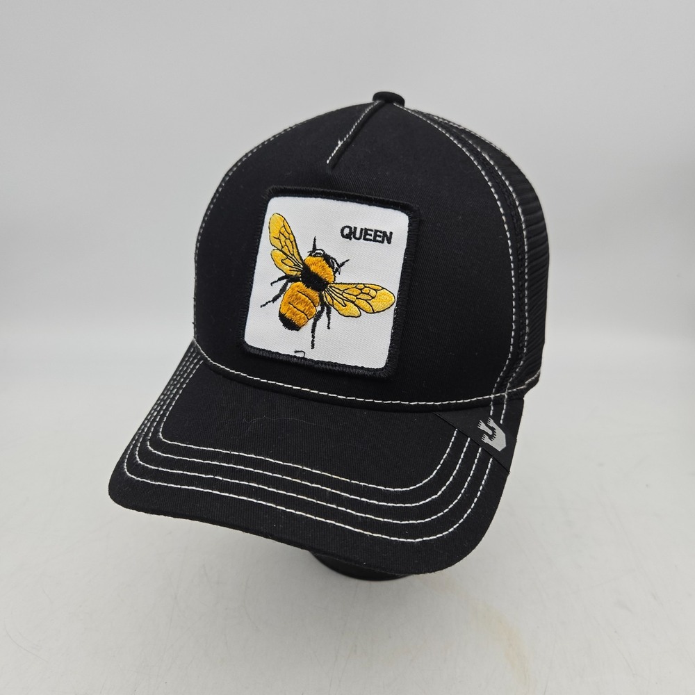 Goorin Bros Farm Trucker Snapback Hat Cap Black The Queen Bee Patch Women Unisex